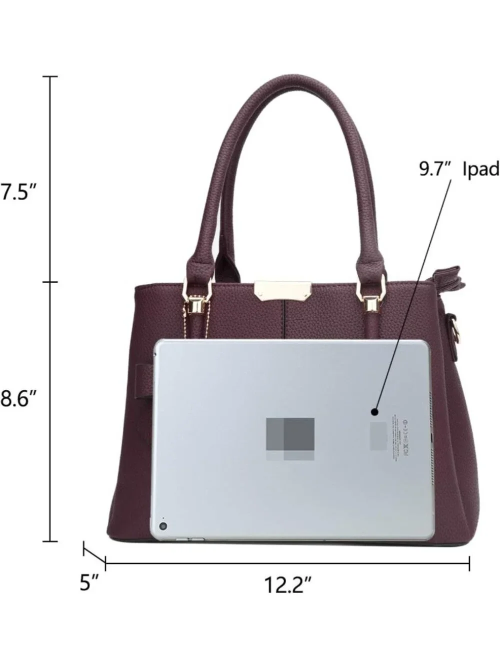 Stylish PU Leather Satchel Bag with 3 Zippered Compartments & Removable Strap